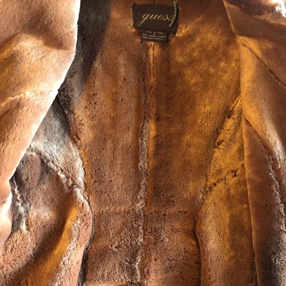 Guess Brown/Tan Leather Jacket Size Small - Picture 4 of 9